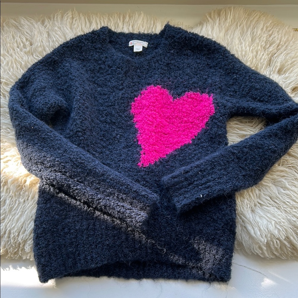 Crewcuts Girls Heart Crewneck Sweater in Bubble Yarn 💕